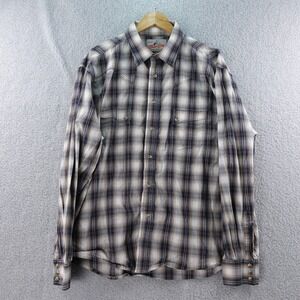 Vintage Wrangler Mens XXL Pearl Snap Plaid Western Shirt‎ Long Sleeve American